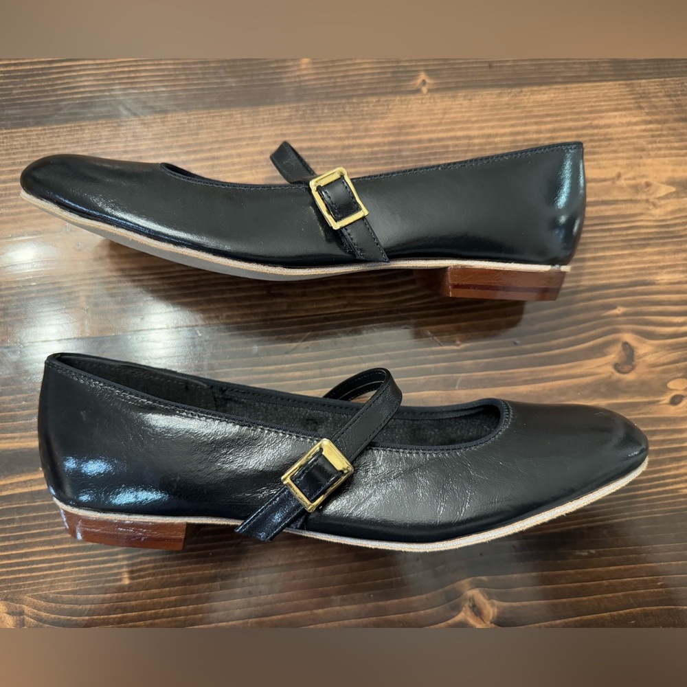 NWOB Tic-Tac-Toes Black Leather Mary Jane Dance Shoes Size 7 Narrow